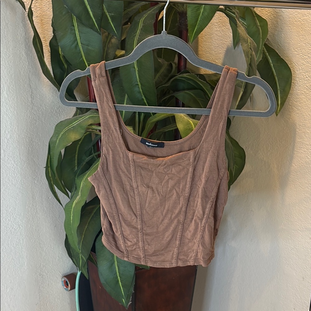 Ambiance Pink Fitted Crop Bustier Tank Top